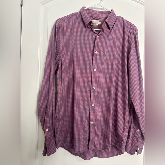 Faherty Men's Movement™ Shirt - Blue Rose Gingham Plaid size small preppy work - Picture 5 of 14